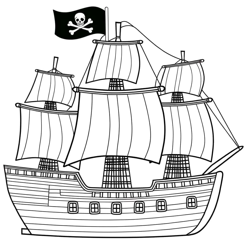 Coloriage Bateau Pirate à imprimer et colorier