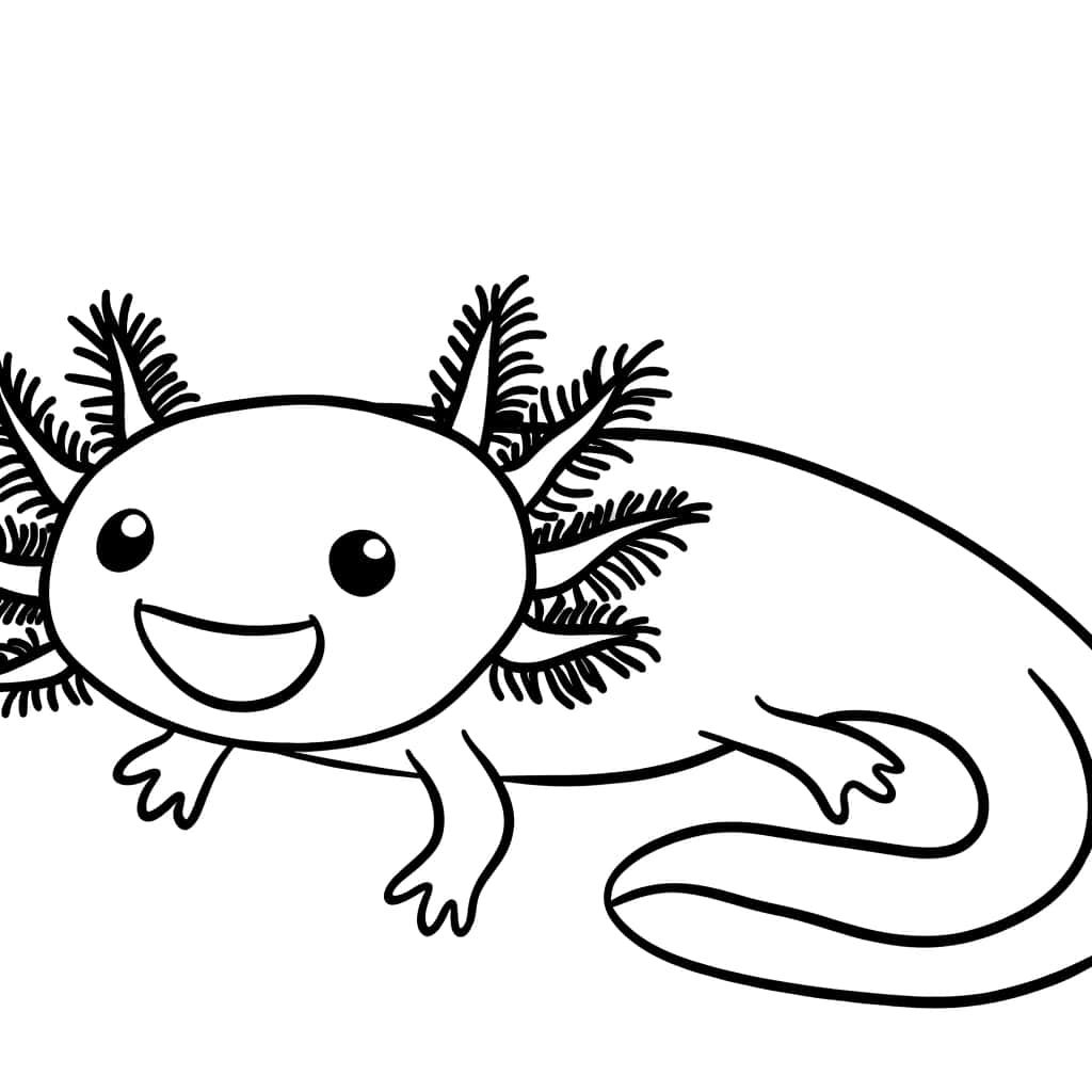 Coloriage Axolotl souriant à imprimer et colorier