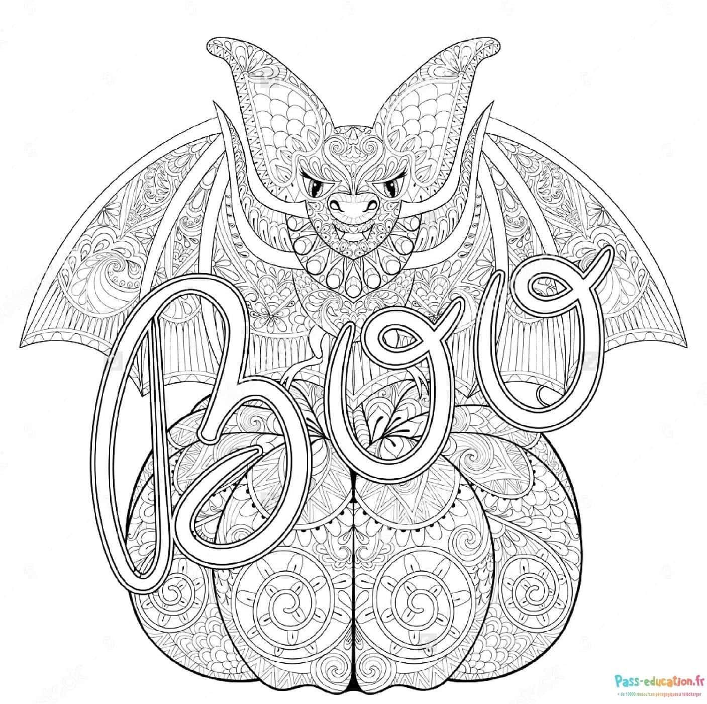 Coloriage Chauve-souris Halloween à imprimer et colorier