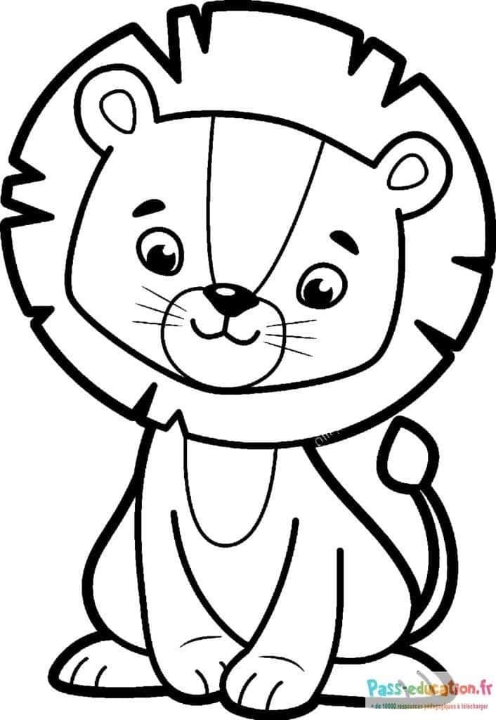 Coloriage Lion mignon à imprimer et colorier