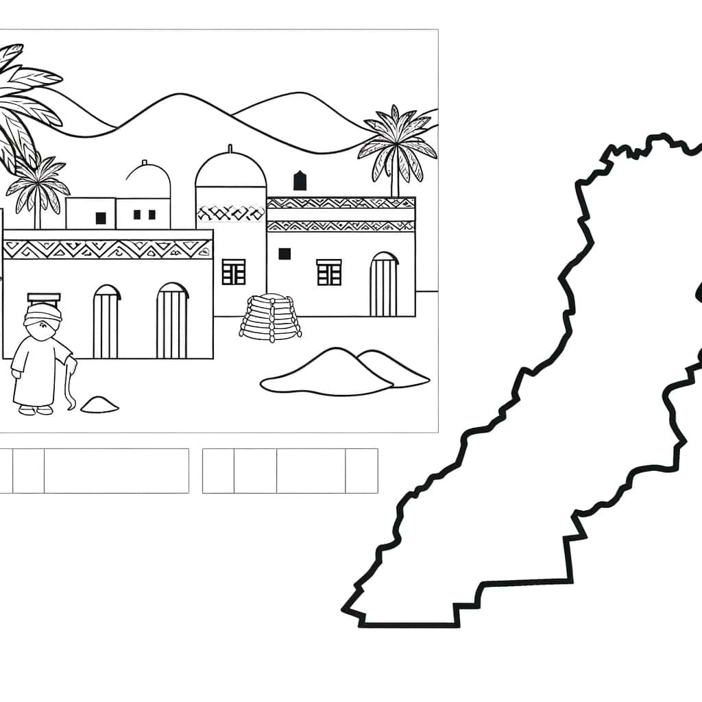 Coloriage Scène Algérie traditionnelle à imprimer et colorier