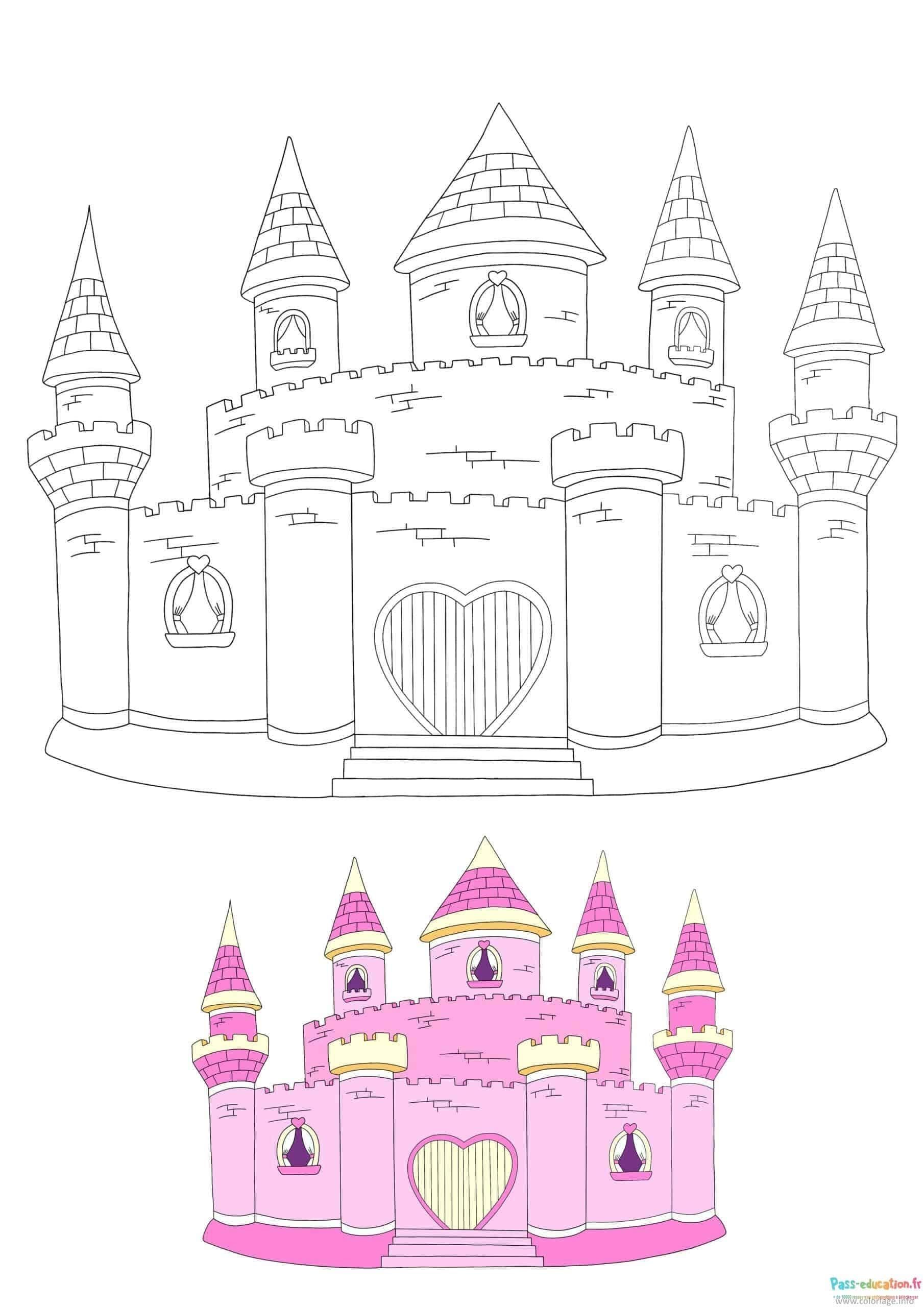 Coloriage Château de princesse à imprimer et colorier