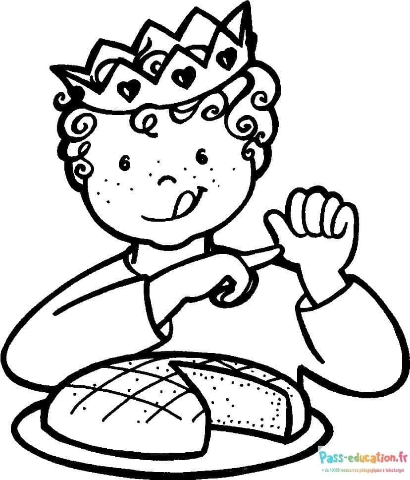 Coloriage Enfant roi galette à imprimer et colorier