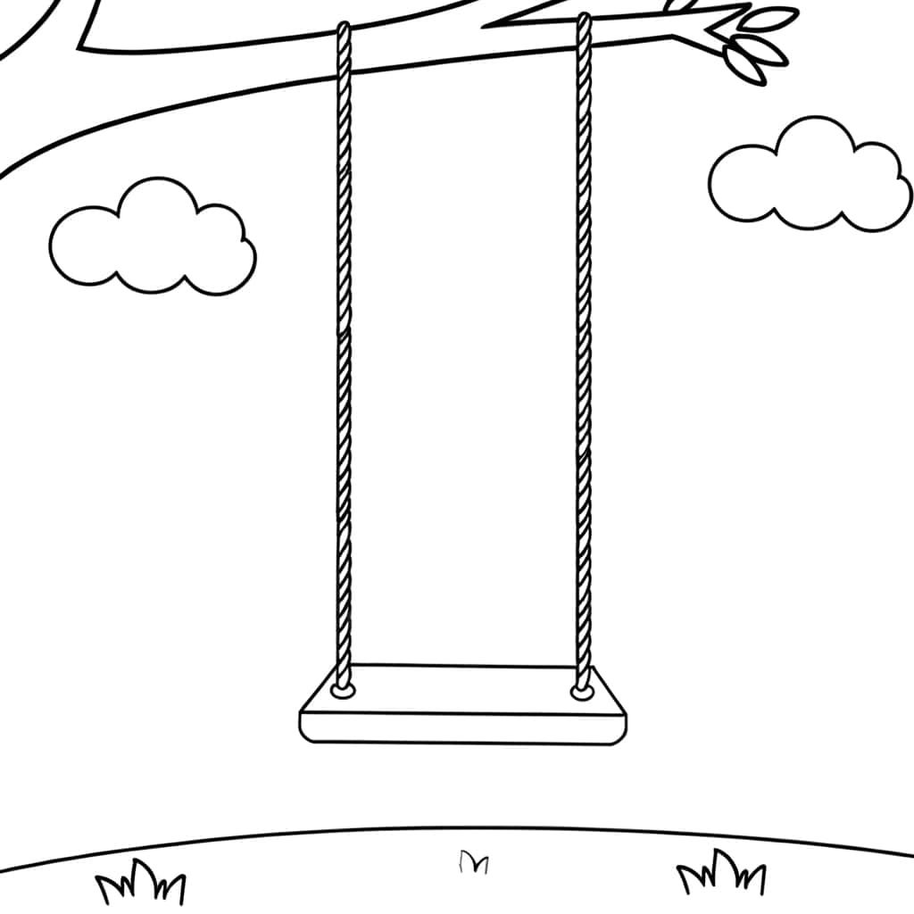Coloriage Balançoire suspendue à imprimer et colorier