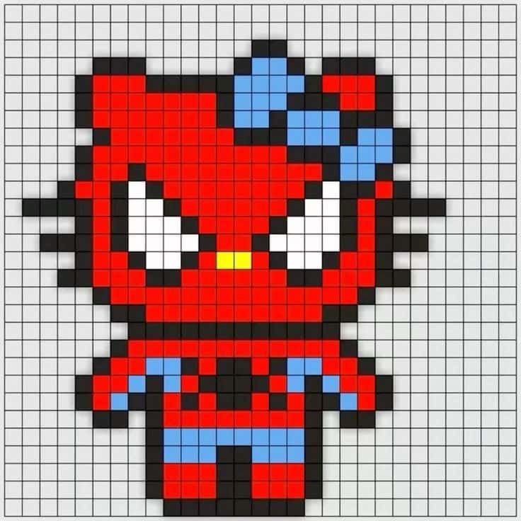 Coloriage Spiderman en pixels à imprimer et colorier