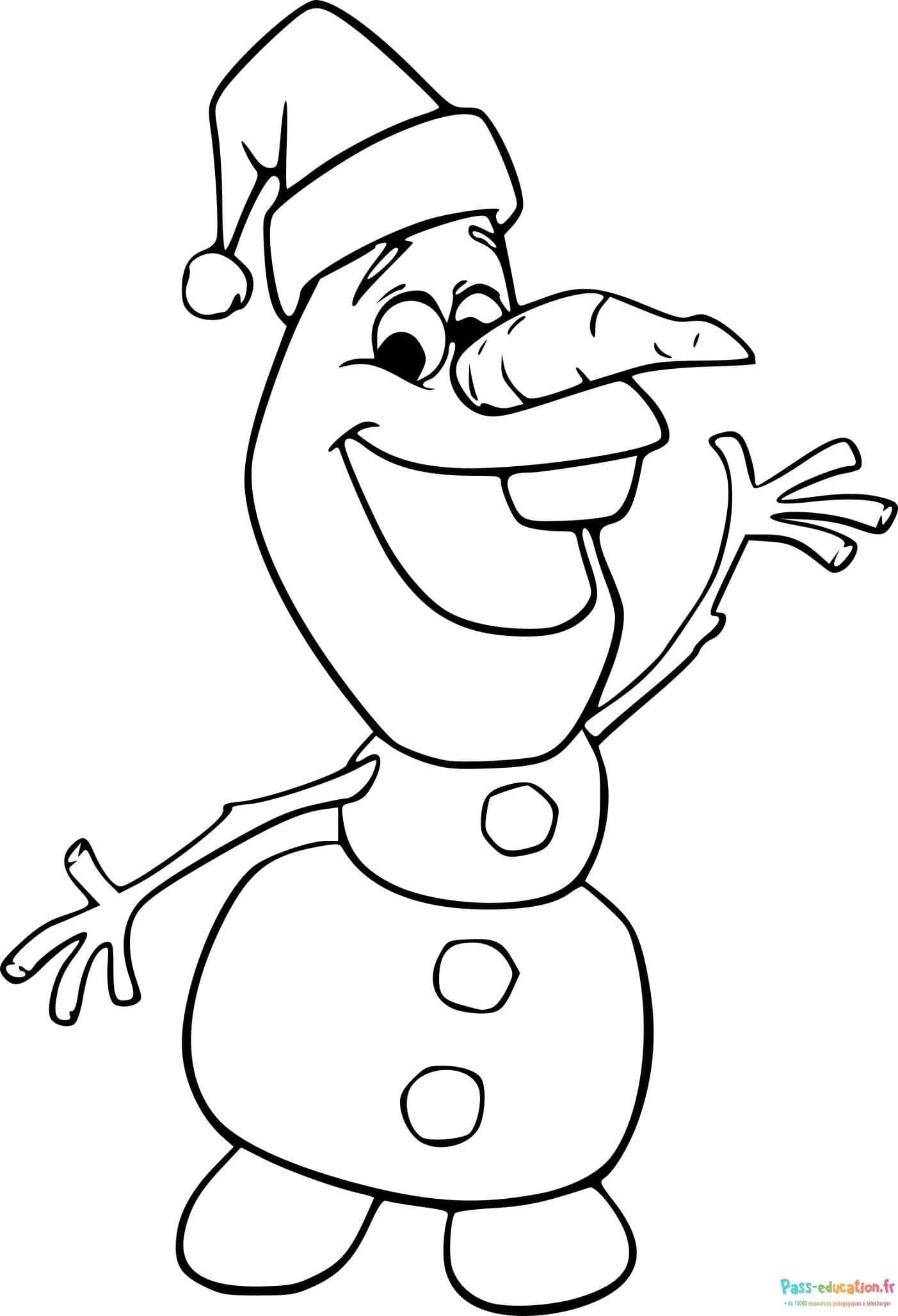Coloriage Olaf en hiver à imprimer et colorier