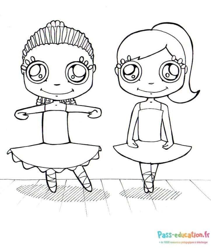 Coloriage Danseuses de ballet à imprimer et colorier