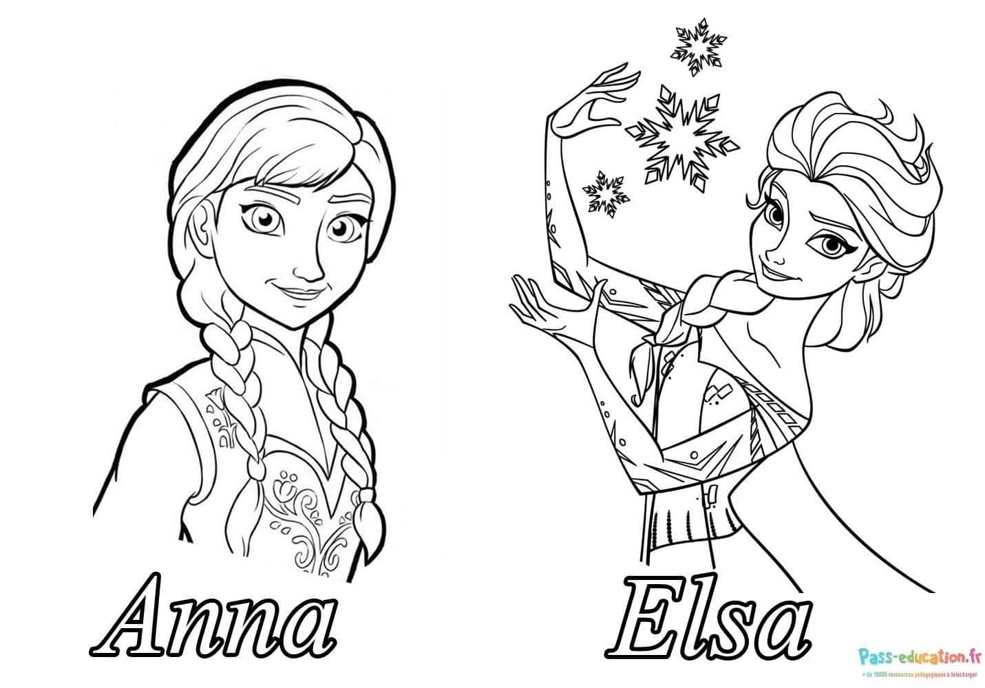 Coloriage Anna et Elsa à imprimer et colorier