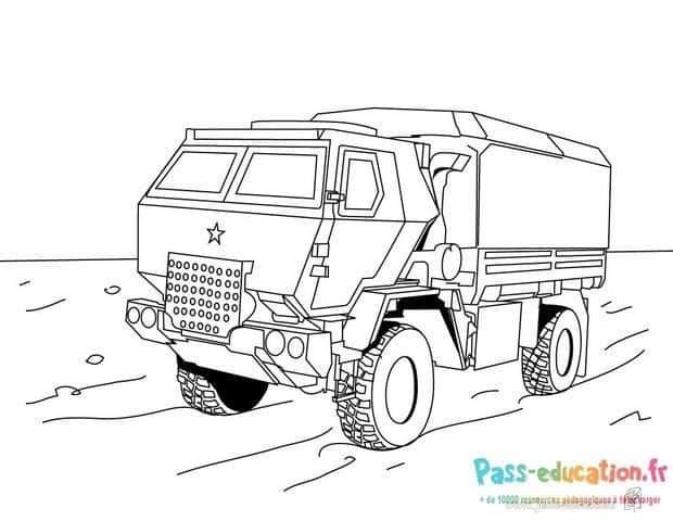 Coloriage Camion militaire à imprimer et colorier