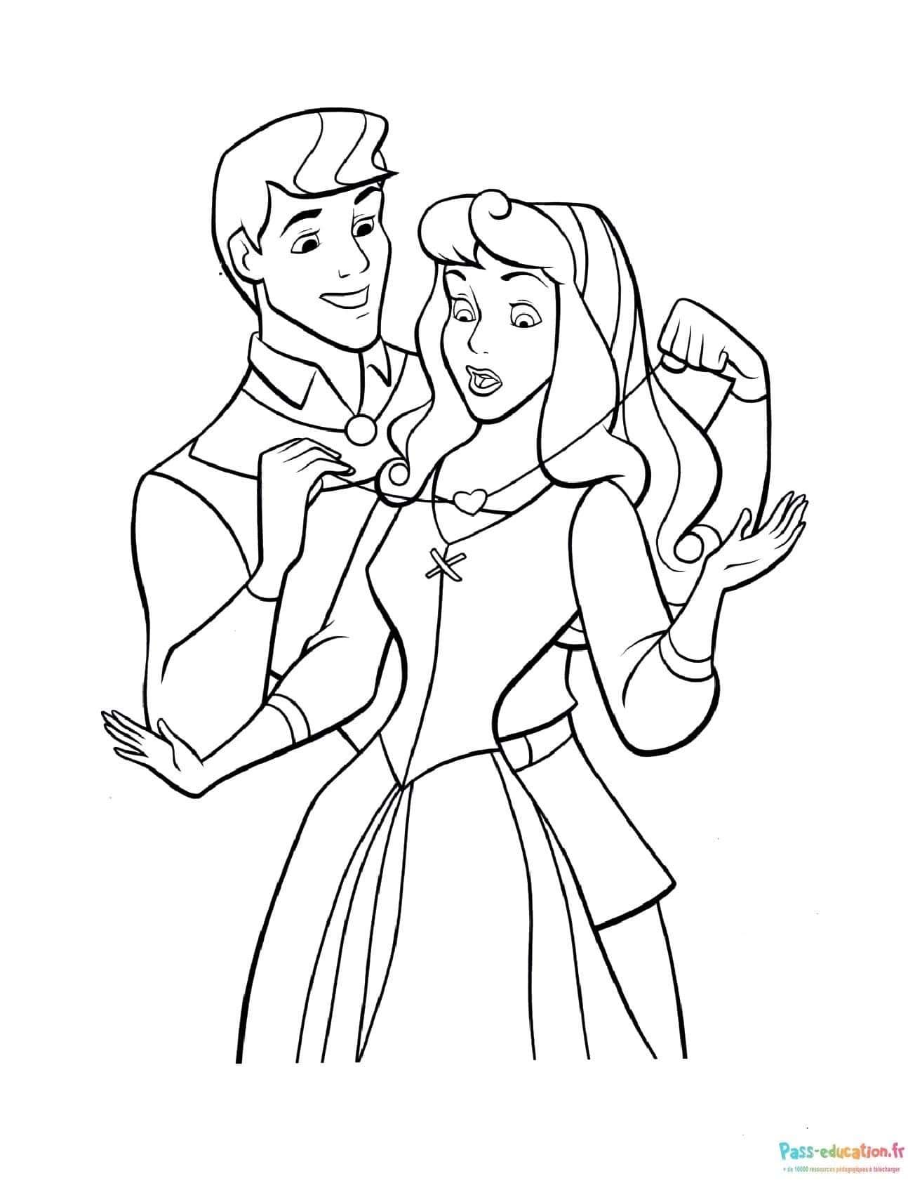 Coloriage Danse du prince et princesse à imprimer et colorier