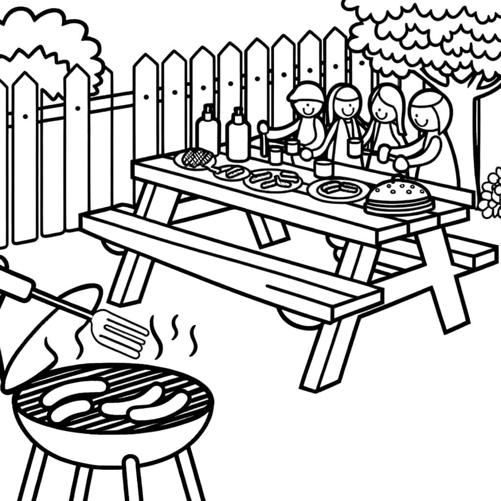 Coloriage Fête du barbecue à imprimer et colorier