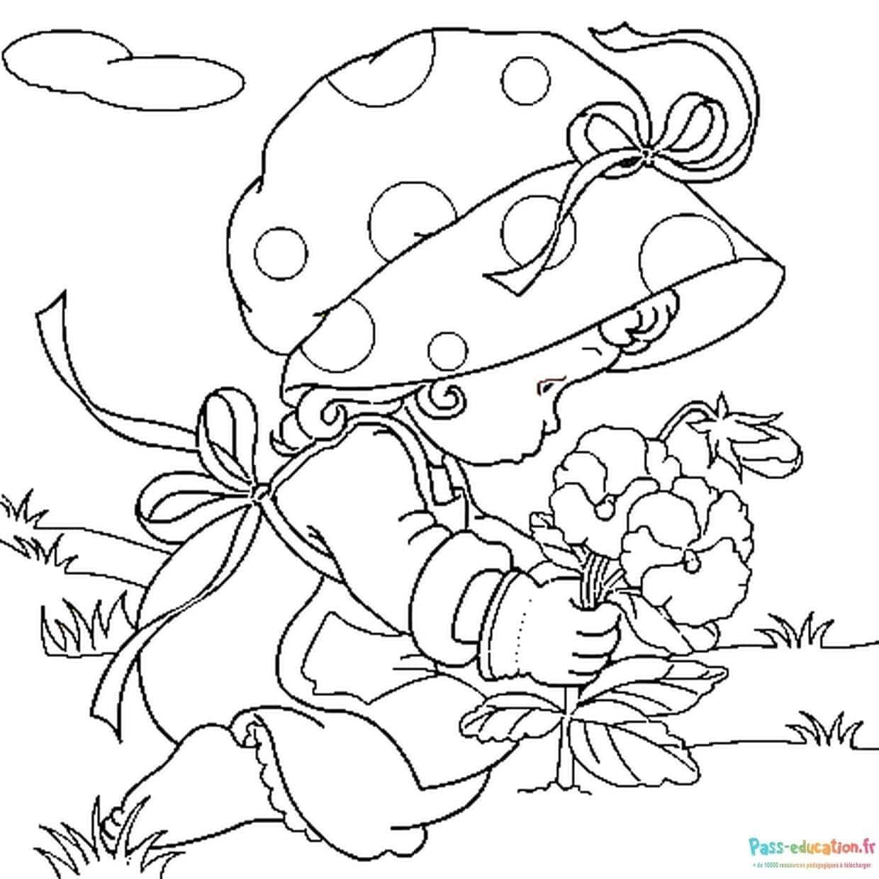 Coloriage Petite fille au jardin à imprimer et colorier
