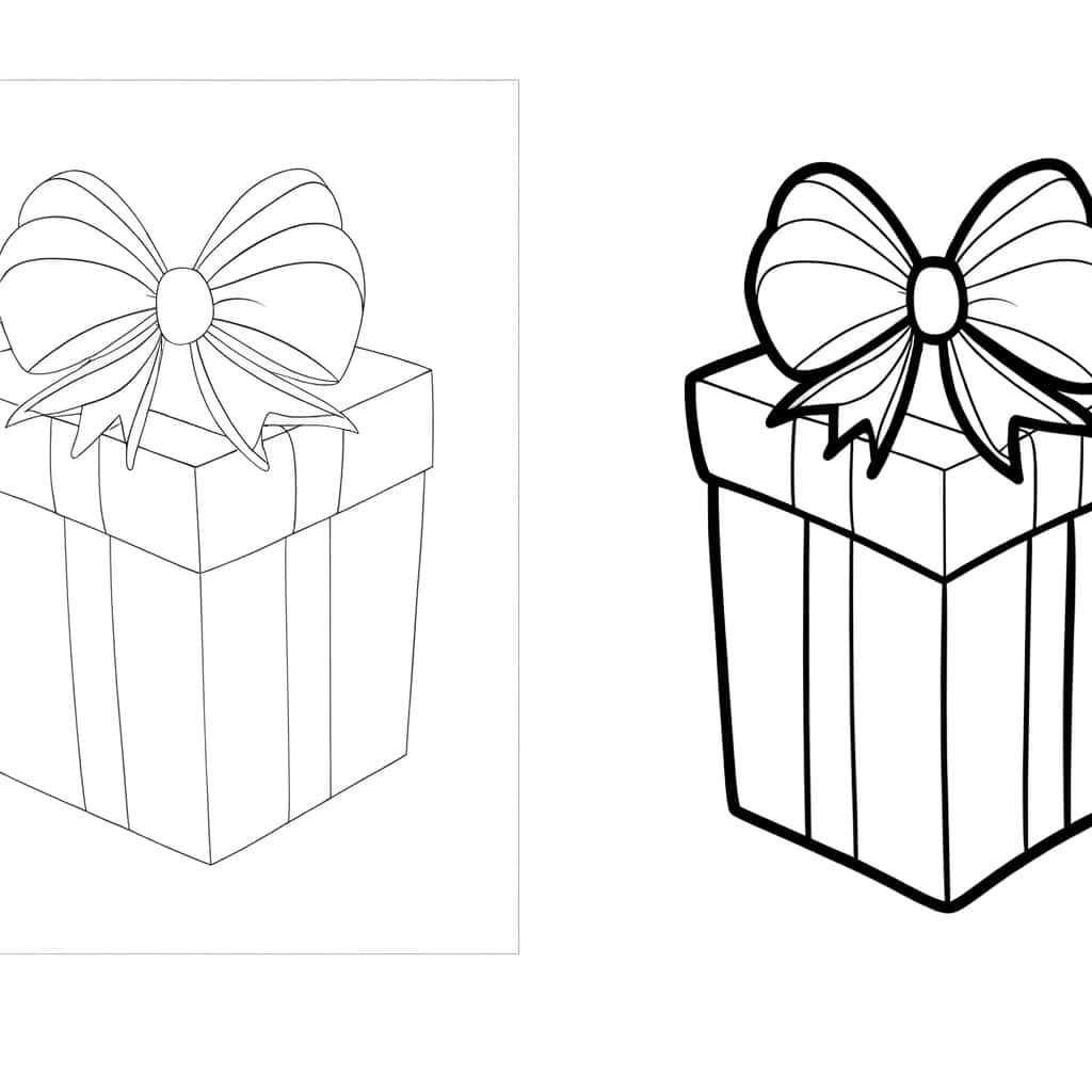 Coloriage Cadeau avec nœud à imprimer et colorier