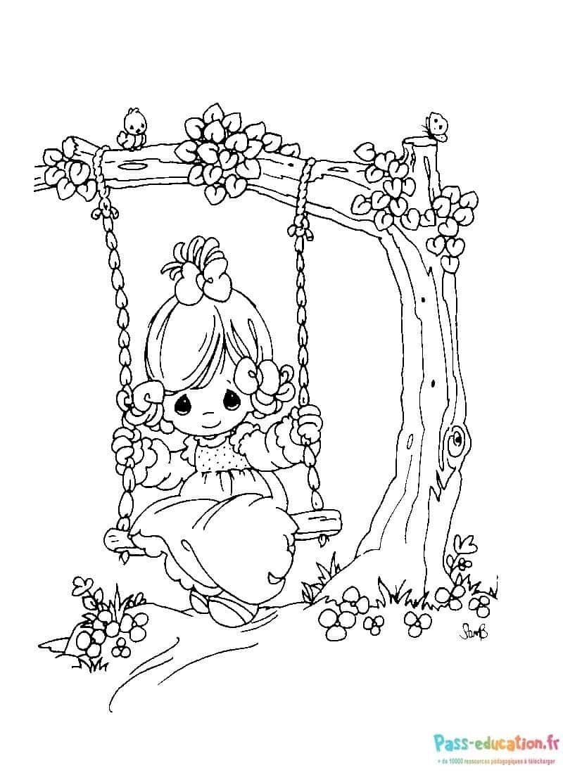 Coloriage Balancoire Printanière à imprimer et colorier