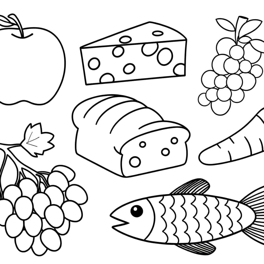 Coloriage Nourriture variée à imprimer et colorier