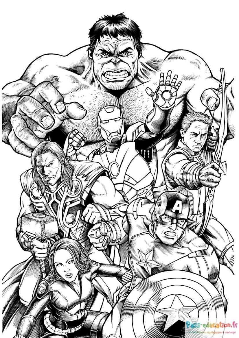 Coloriage Avengers en action à imprimer et colorier