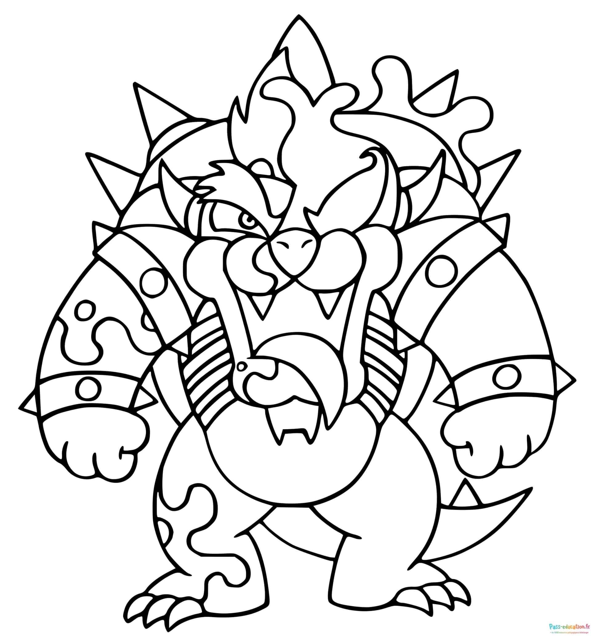 Coloriage Bowser féroce à imprimer et colorier