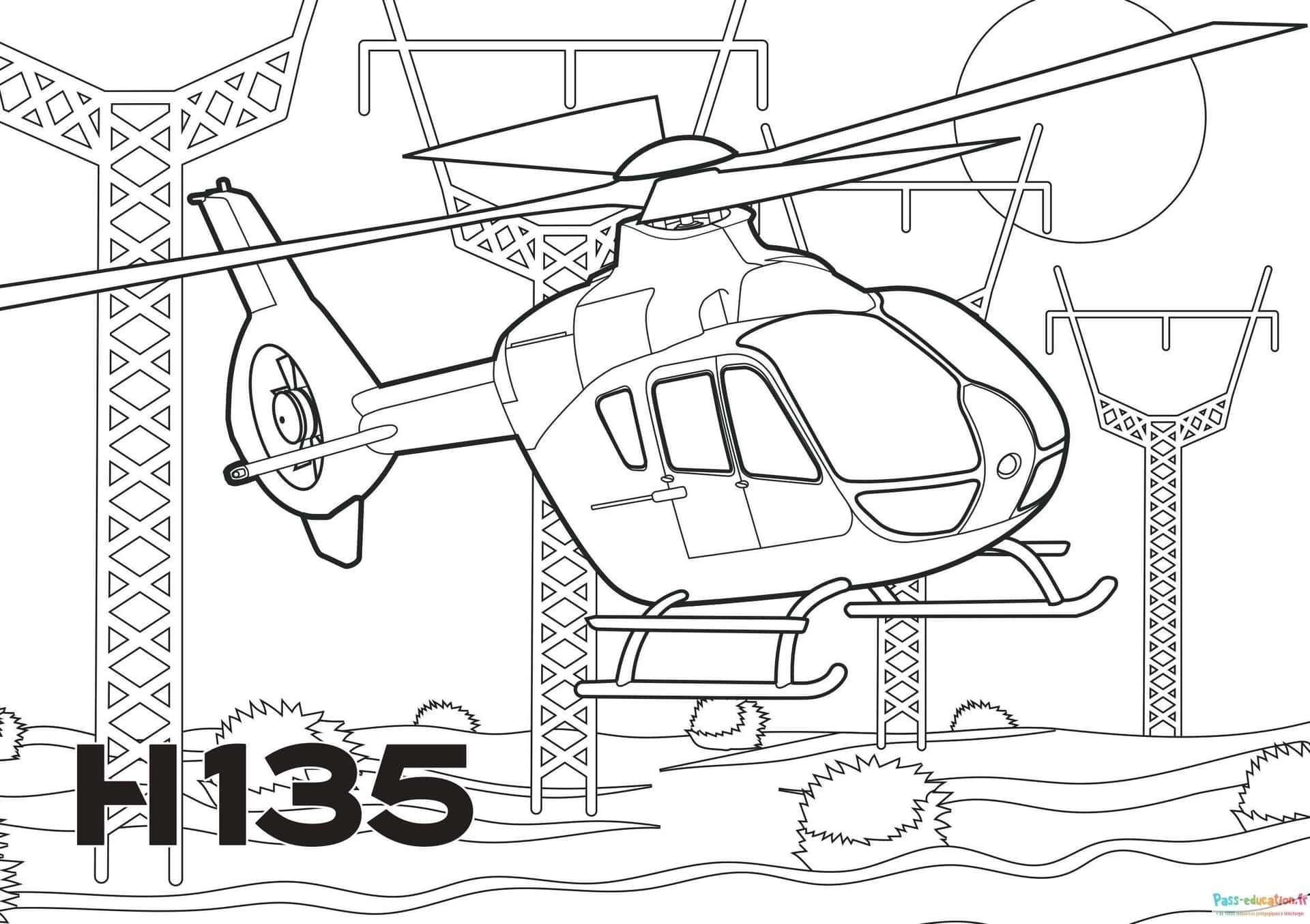 Coloriage Hélicoptère volant à imprimer et colorier
