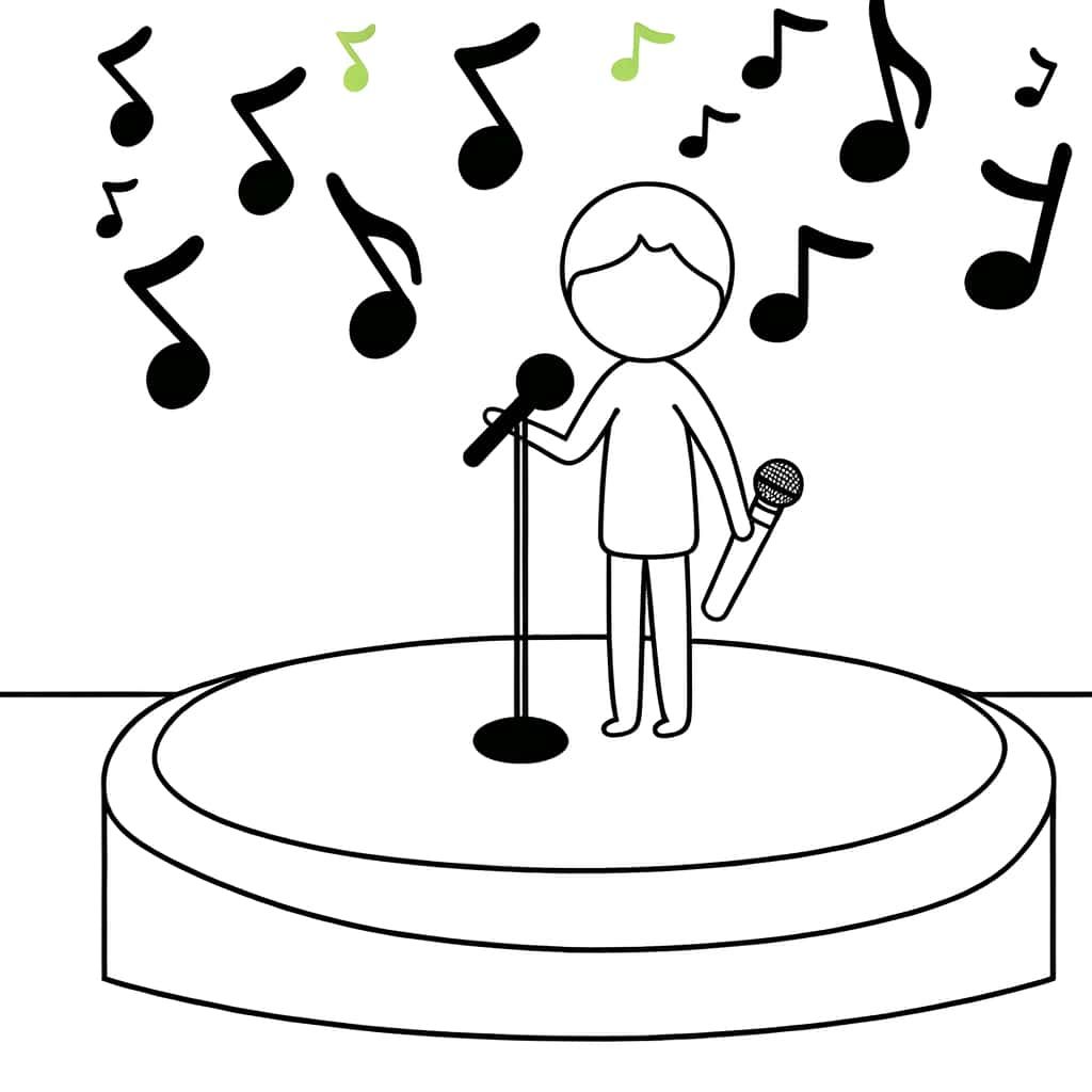 Coloriage Chanteur sur scène à imprimer et colorier