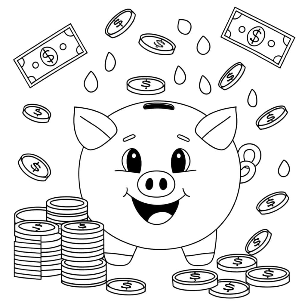 Coloriage Cochon tirelire à imprimer et colorier
