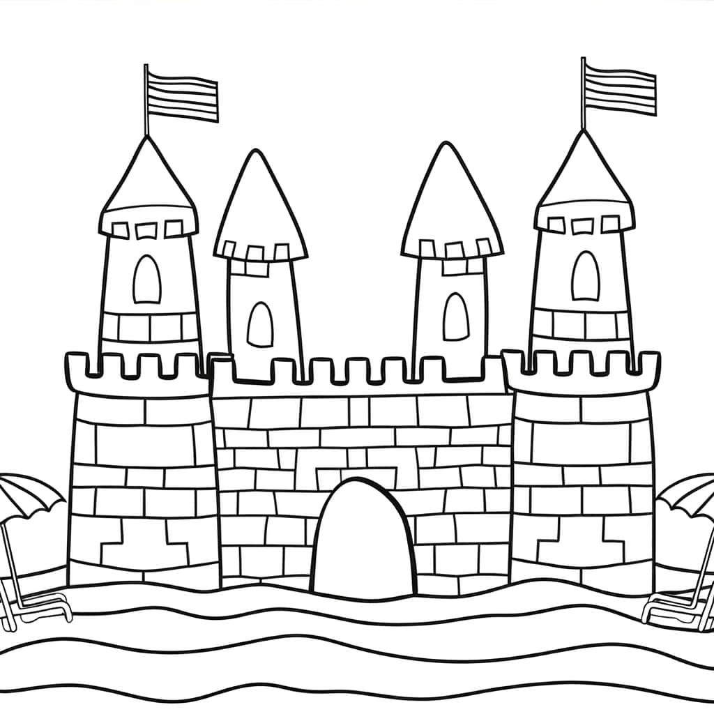 Coloriage Château de sable à imprimer et colorier