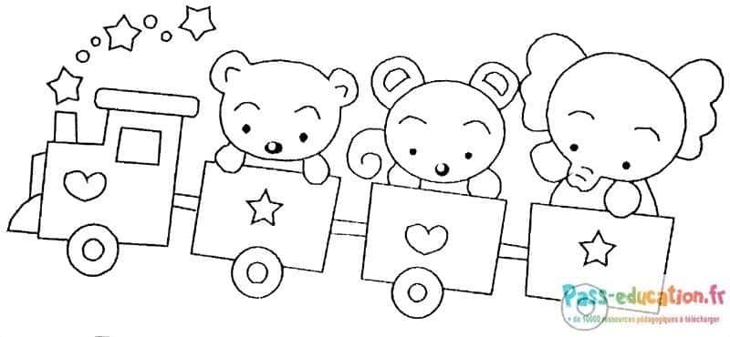Coloriage Train d'animaux à imprimer et colorier
