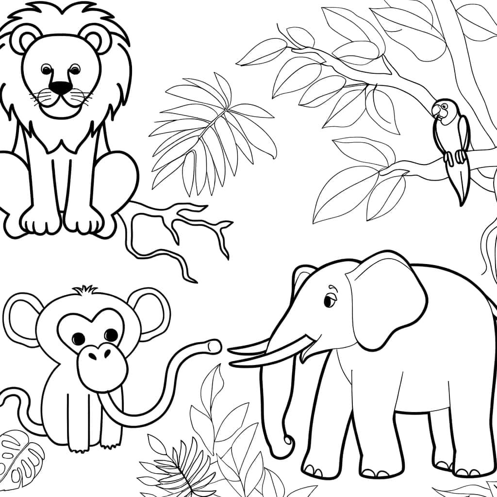Coloriage Animaux Jungle à imprimer et colorier