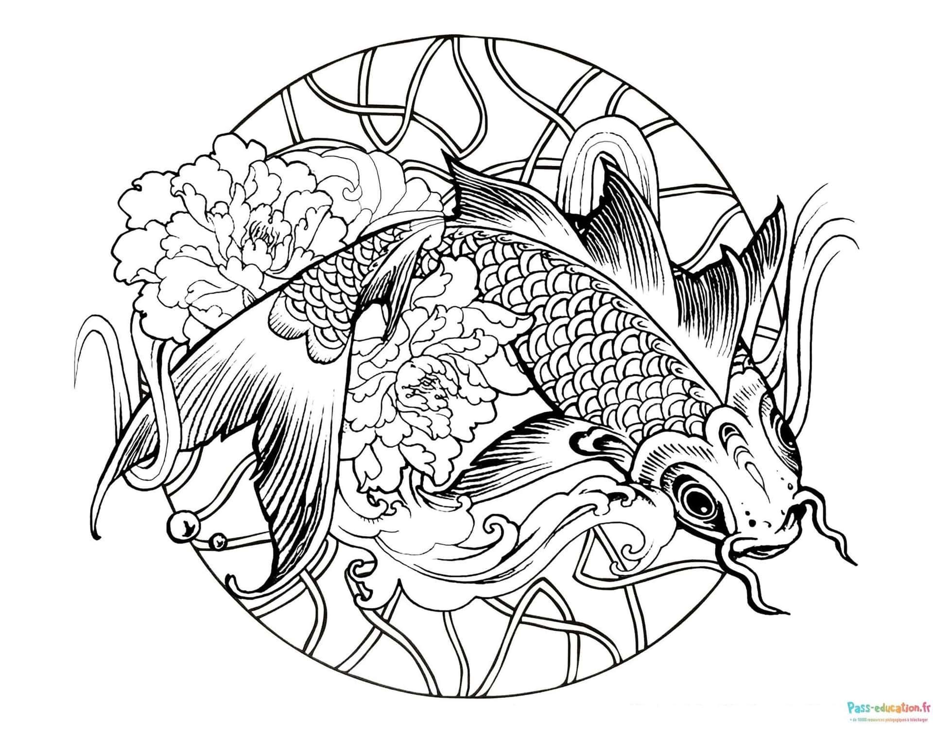 Coloriage Poisson japonais à imprimer et colorier