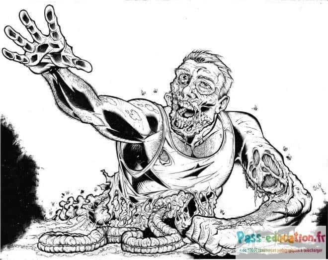 Coloriage Zombie tentaculaire à imprimer et colorier