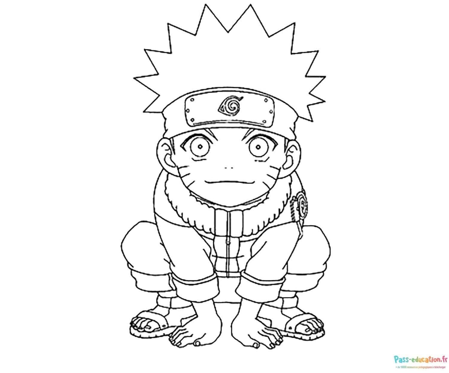 Coloriage Ninja accroupi à imprimer et colorier