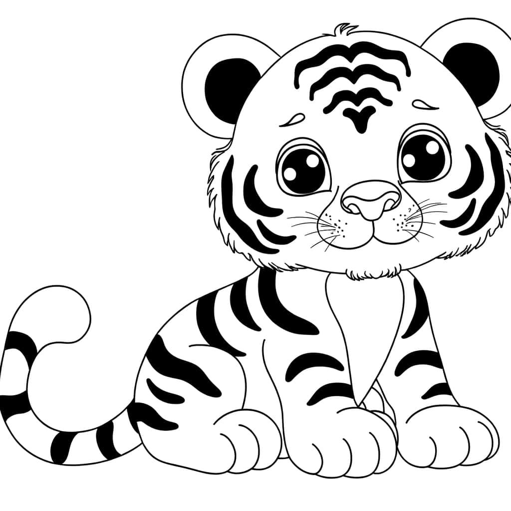 Coloriage Bébé Tigre à imprimer et colorier