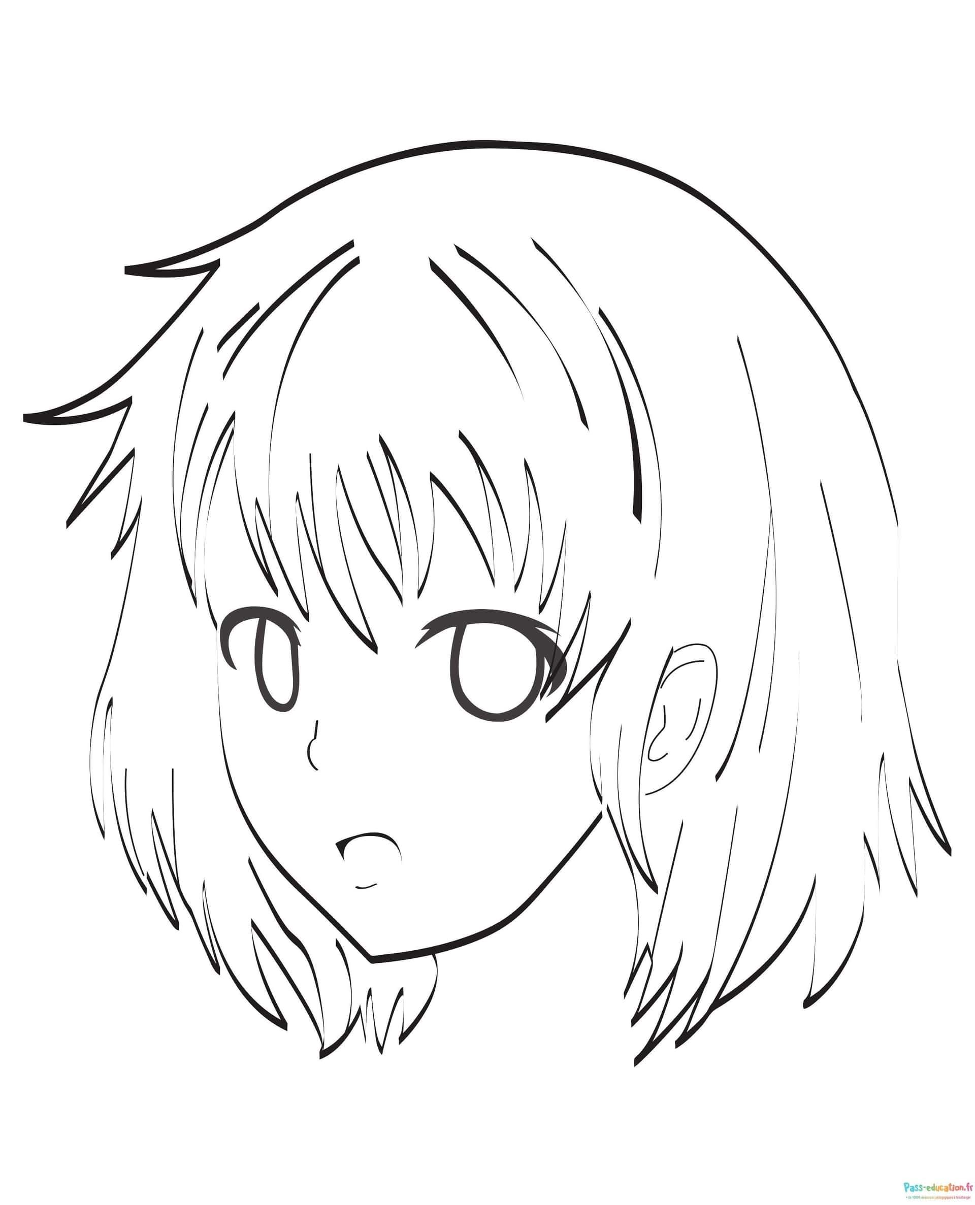 Coloriage Jeune fille manga à imprimer et colorier