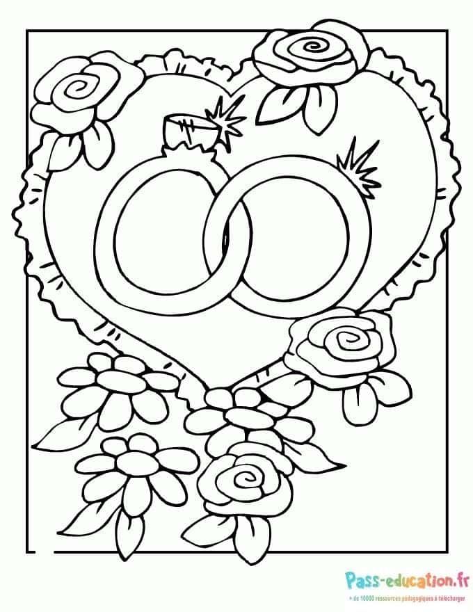 Coloriage Alliances et roses à imprimer et colorier