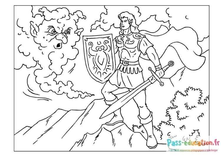Coloriage Chevalier en armure à imprimer et colorier
