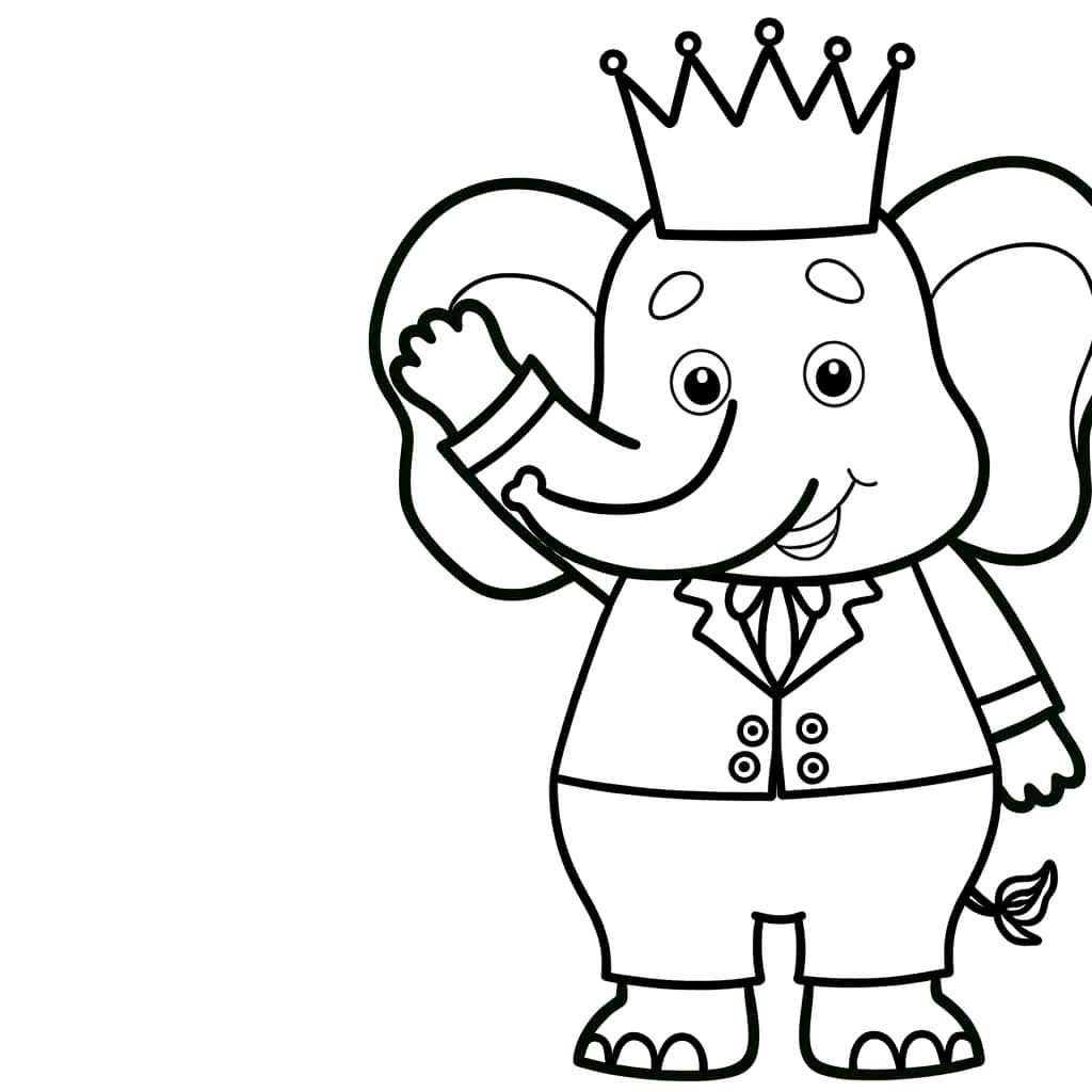 Coloriage Roi éléphant à imprimer et colorier