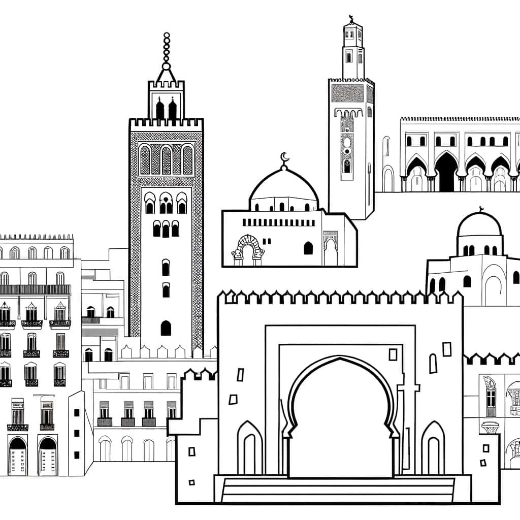 Coloriage Architecture algérienne à imprimer et colorier
