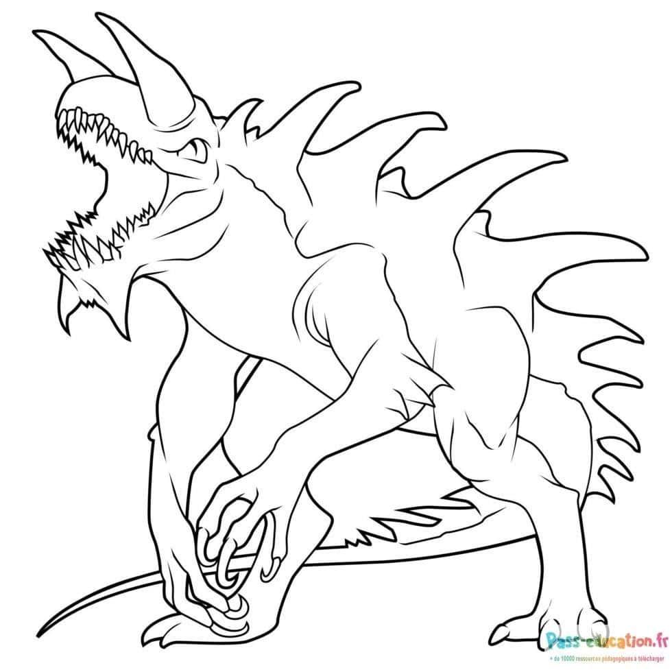 Coloriage Dragon effrayant à imprimer et colorier