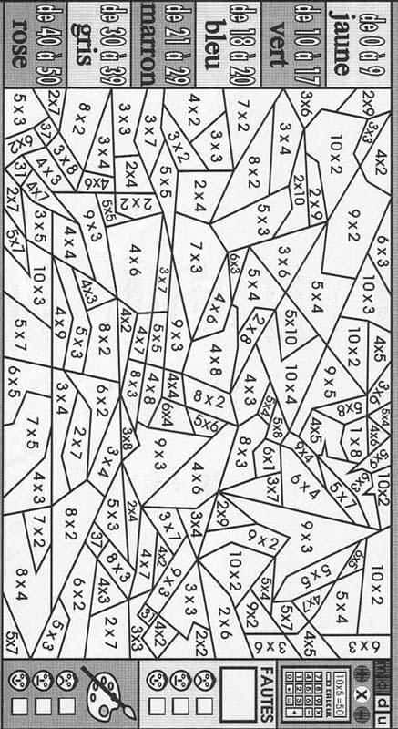 Coloriage Multiplications colorées à imprimer et colorier