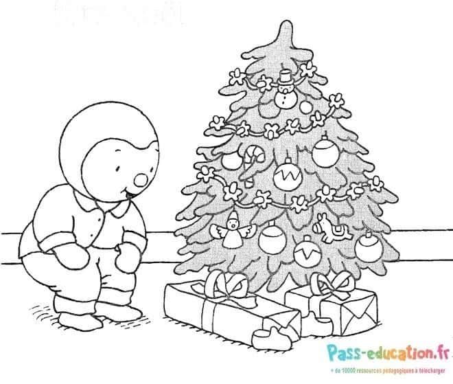 Coloriage Enfant Sapin Noël à imprimer et colorier