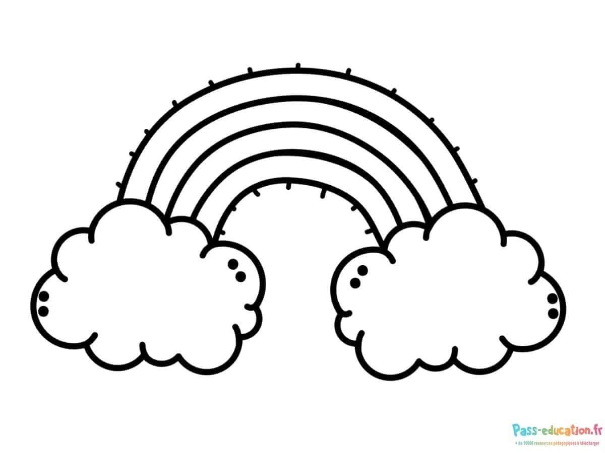 Coloriage Arc-en-ciel et nuages à imprimer et colorier