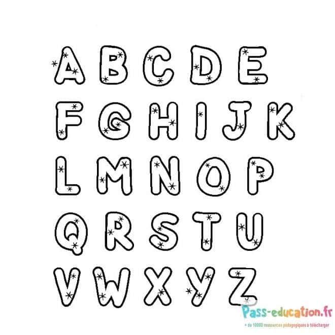 Coloriage Alphabet étoilé à imprimer et colorier