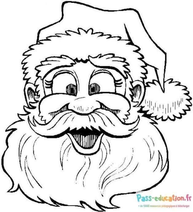 Coloriage Père Noël souriant à imprimer et colorier