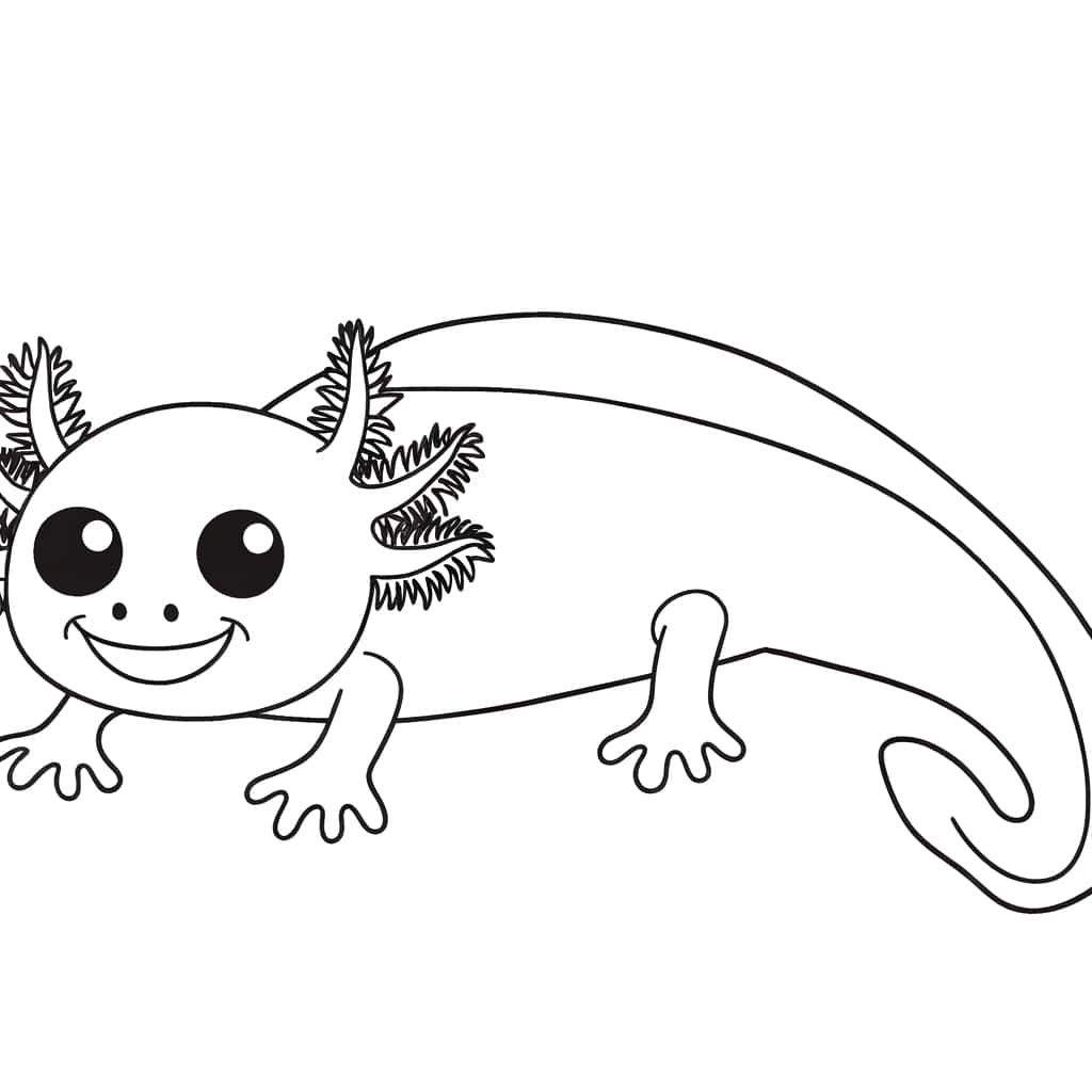Coloriage Axolotl souriant à imprimer et colorier