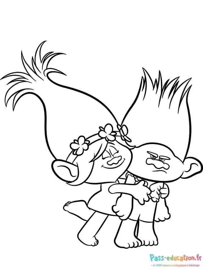 Coloriage Danse des Trolls à imprimer et colorier