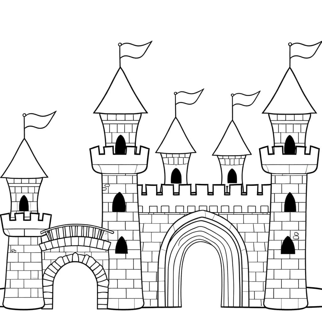 Coloriage Château médiéval à imprimer et colorier