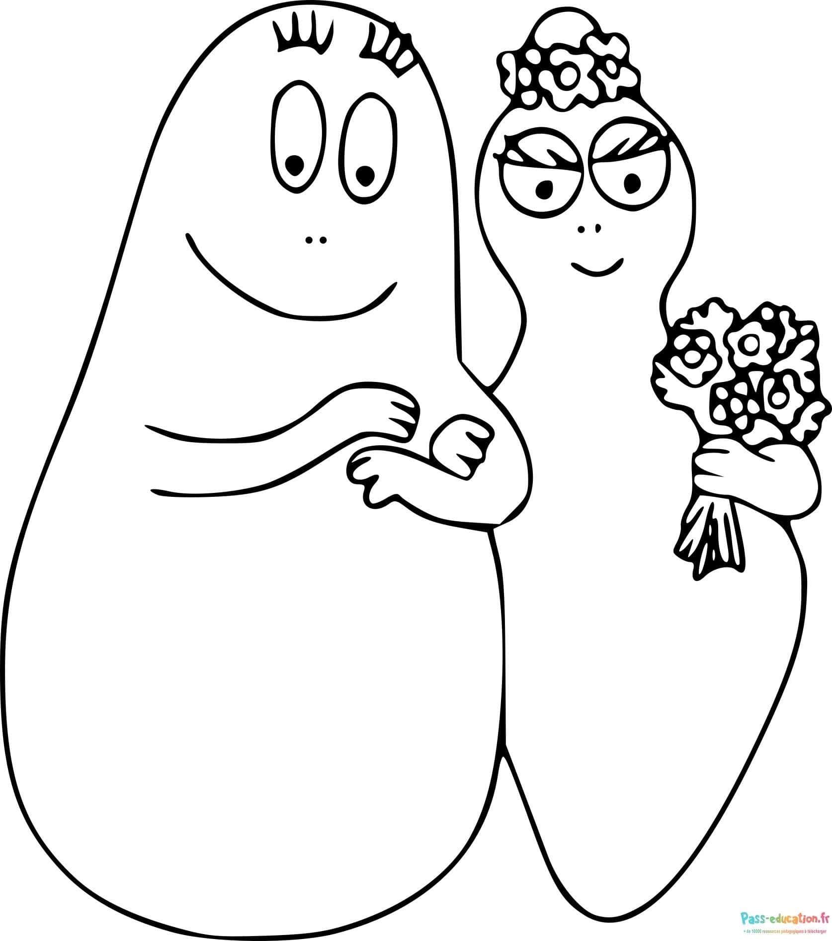 Coloriage Barbapapa avec fleurs à imprimer et colorier