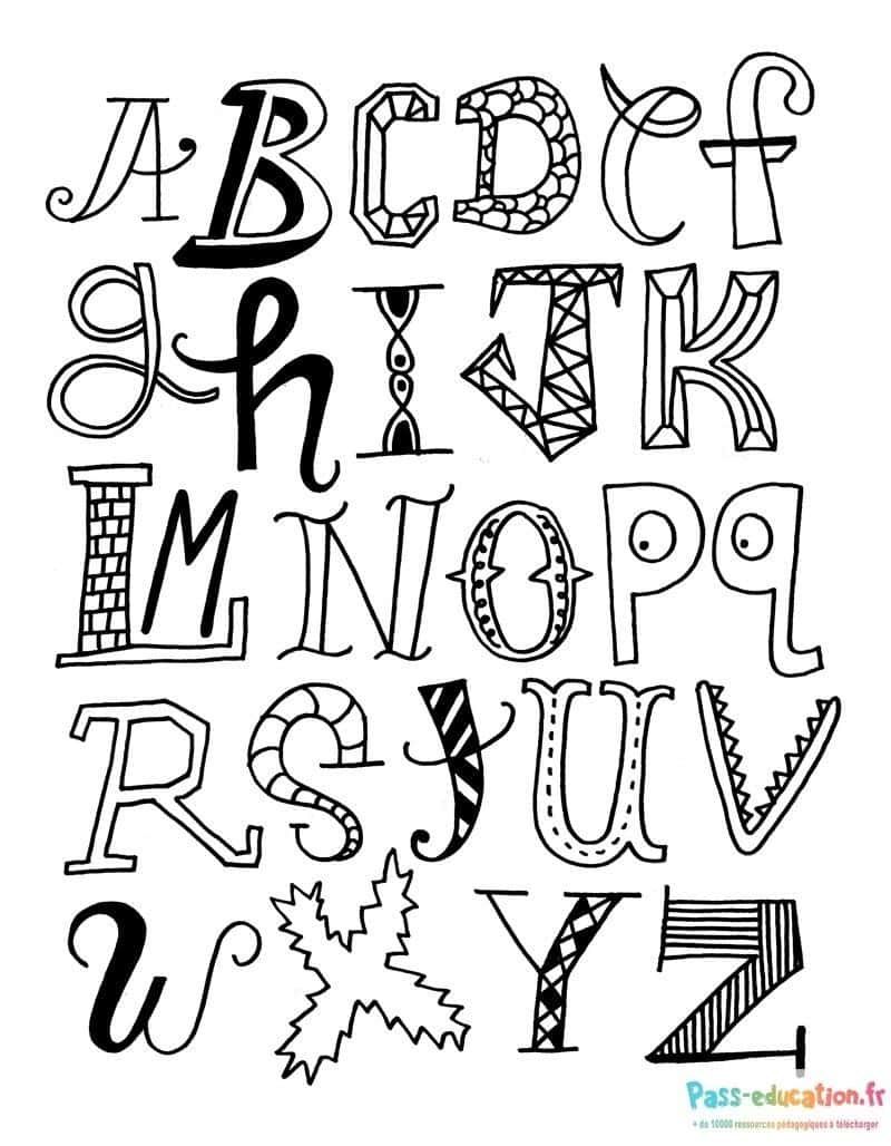 Coloriage Alphabet artistique à imprimer et colorier