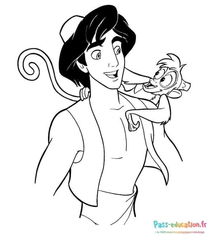 Coloriage Aladdin et Abu à imprimer et colorier