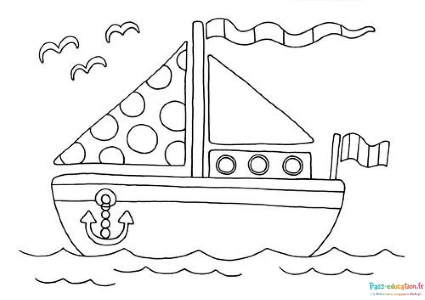 Coloriage Bateau à voile à imprimer et colorier