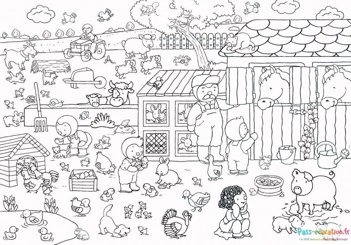 Coloriage Ferme animée à imprimer et colorier